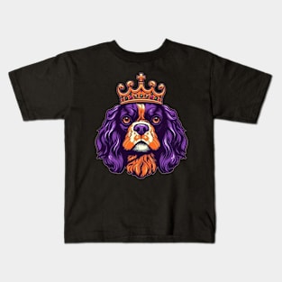 Cavalier King Charles Spaniel Dog wearing a crown Kids T-Shirt